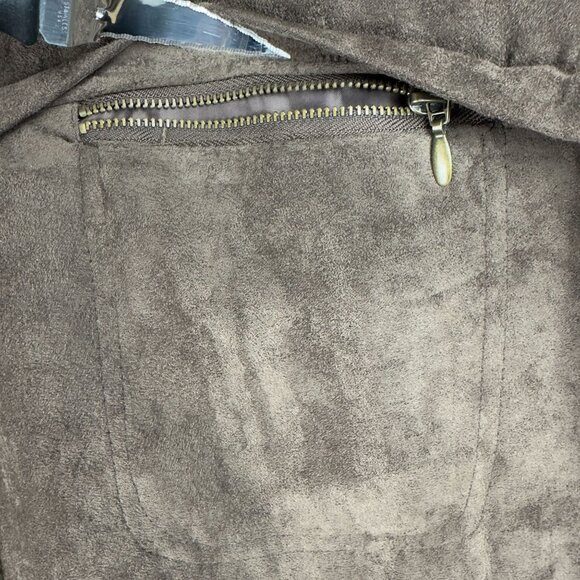 Robert Louis Jacket XL Maroon Ribbed Knit & Suede Style Preppy Full Zip Pockets - Picture 5 of 10